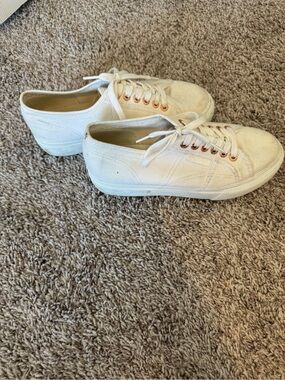 Superga Off-White Canvas Low-Top Sneakers with Copper Eyelets